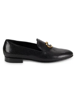 Snakeskin Embossed Leather Loafers