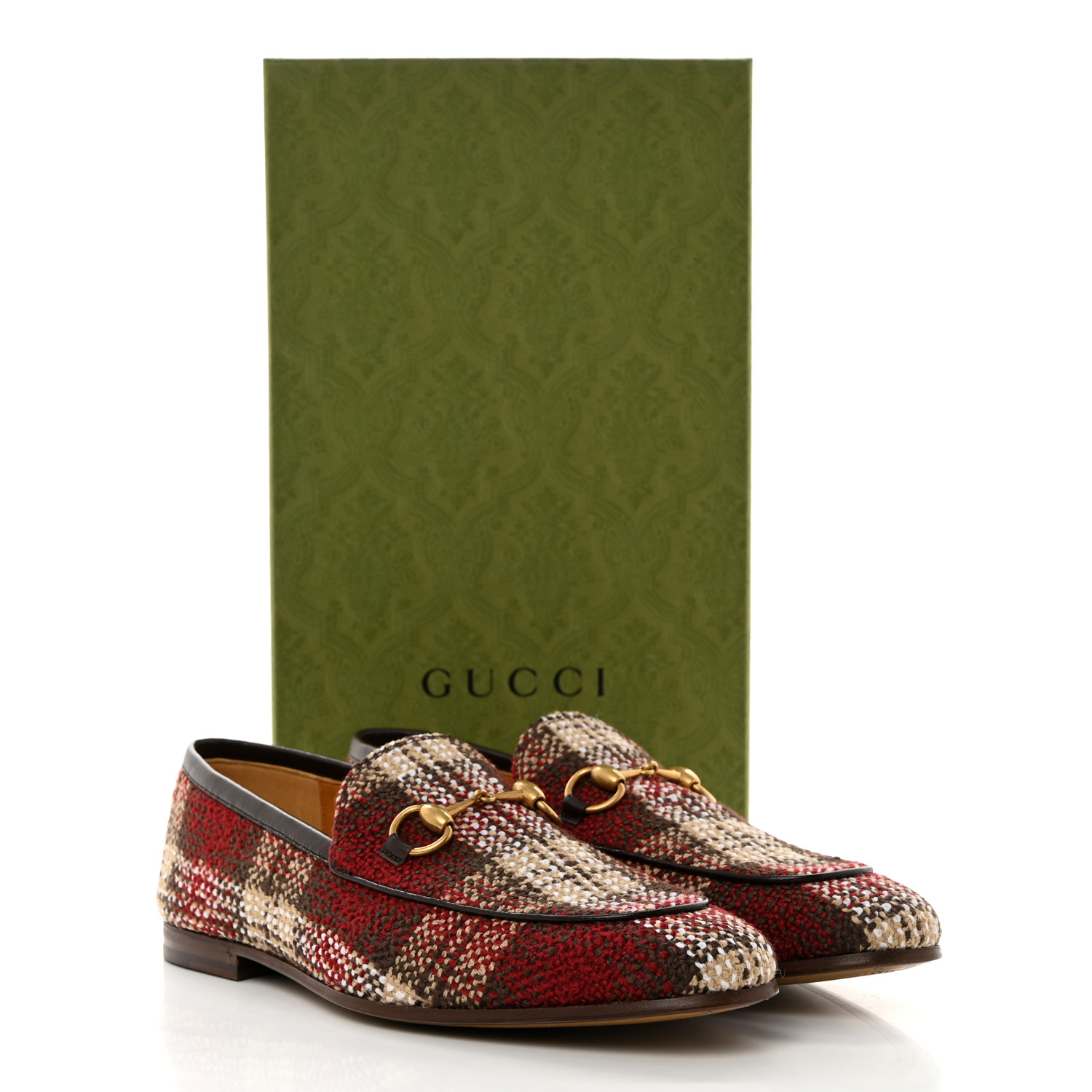 Tweed Check Horsebit Mens Jordaan Loafer Red, Beige, and White. - Image 2