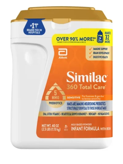 Similac 360 Total Care Sensitive with 5 HMO's, Non-GMO Infant Formula Powder, 40 oz