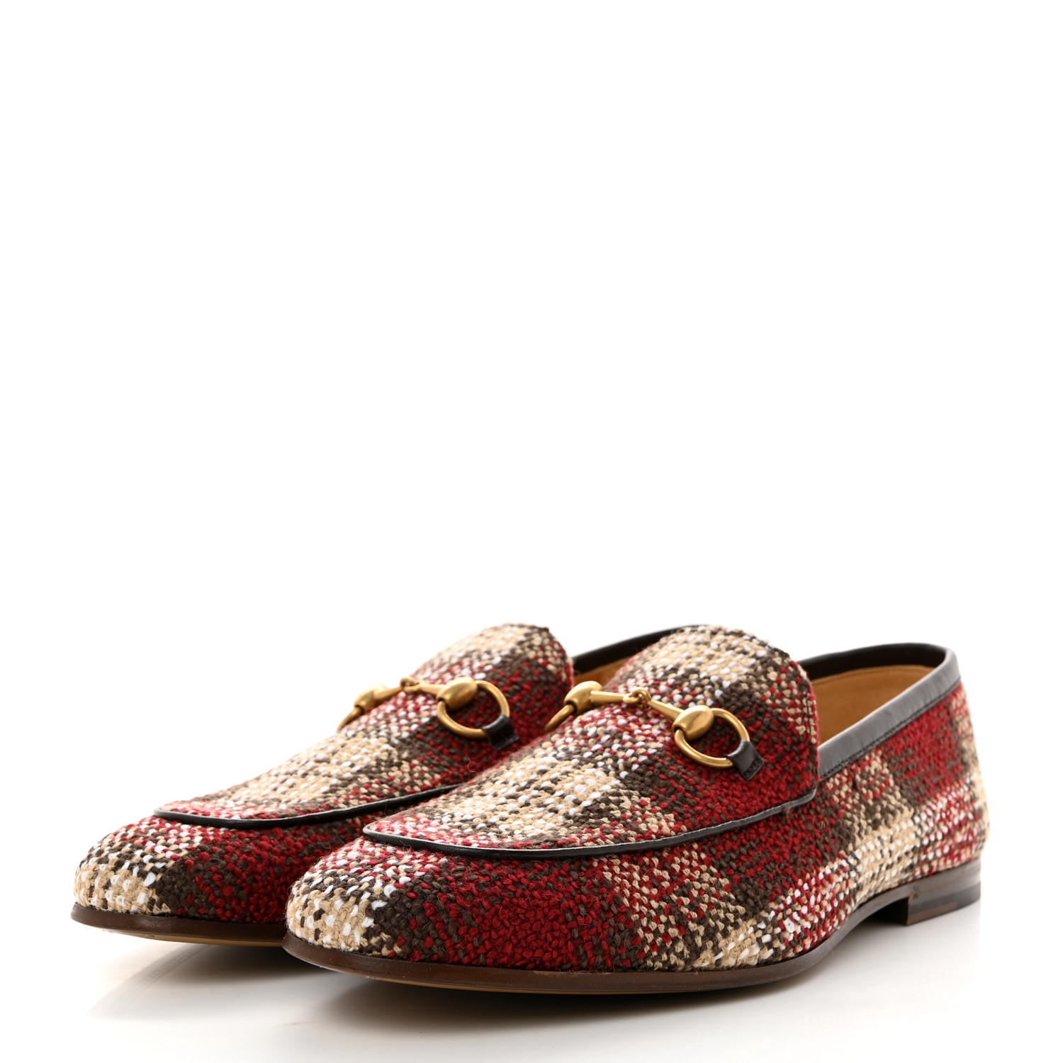 Tweed Check Horsebit Mens Jordaan Loafer Red, Beige, and White. - Image 6