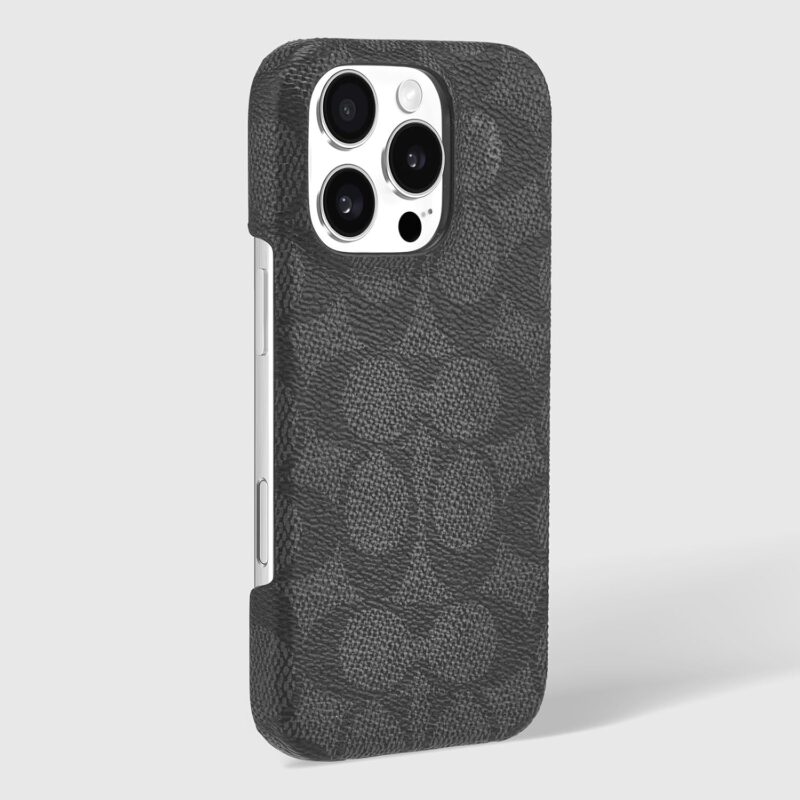 Coach Signature Canvas Slim Wrap iPhone 16 Pro Case - Designer Phone Case - Signature Charcoal - Image 3