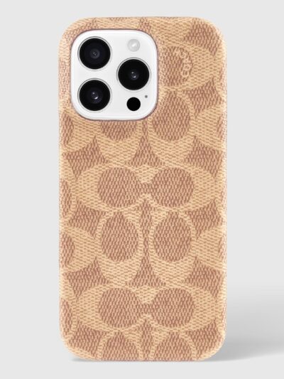 Coach Signature Canvas Slim Wrap iPhone 16 Pro Case - Designer Phone Case - Signature Tan