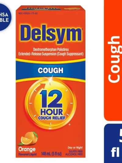 Delsym Adult 12 hour Cough Relief Medicine, Powerful Cough Relief for 12 Good Hours