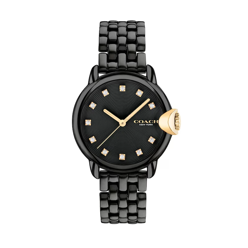 Ladies' Coach Arden Crystal Accent Two-Tone Watch with Black Dial