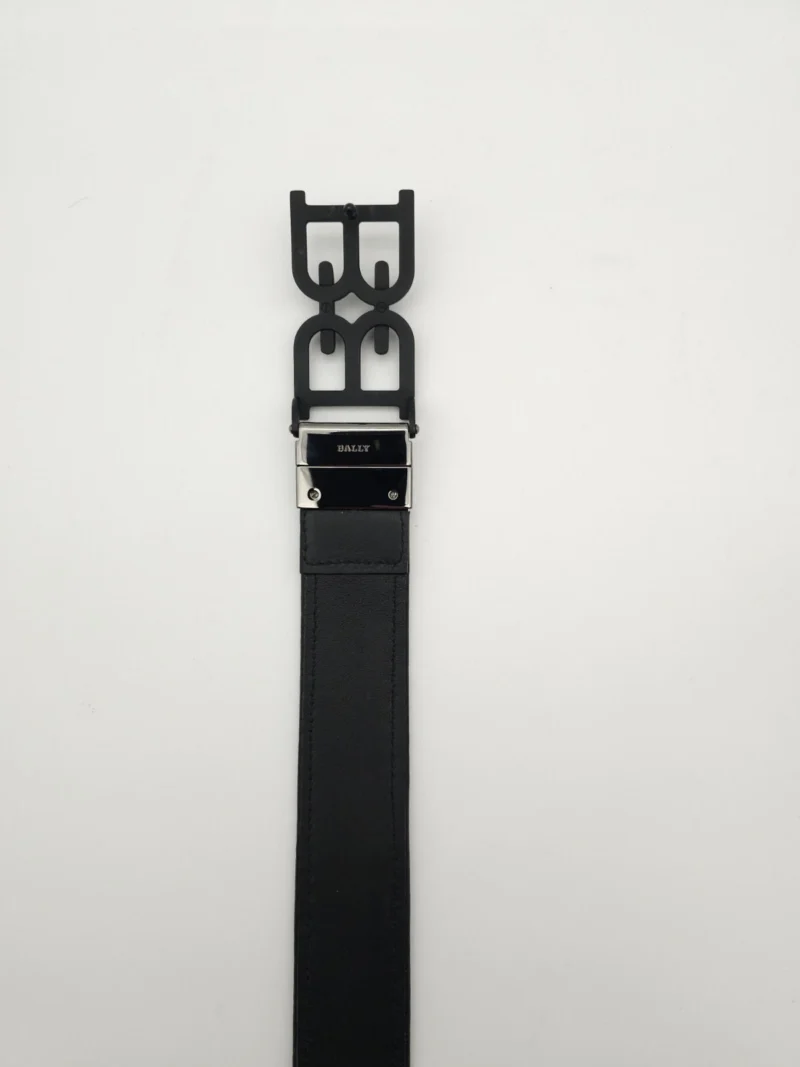 Bally Men B Chain Leather Reversible Belt Brown/Black - Image 4