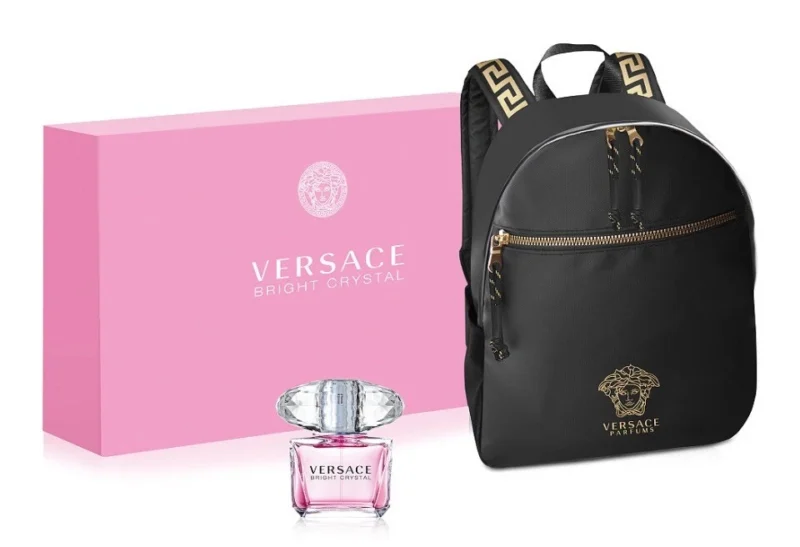 Pink Bright Crystal by VERSACE Women’s Summer Backpack 2 Pc Gift Set Authentic