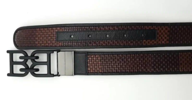 Bally Men B Chain Leather Reversible Belt Brown/Black - Image 6