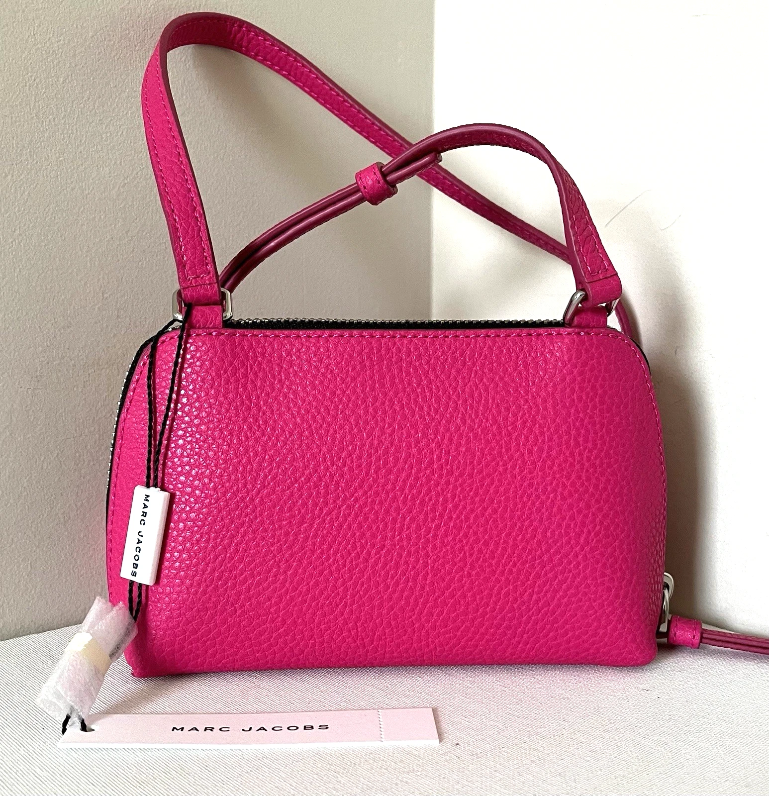 Marc Jacobs Small Crossbody Pouch Pebble Leather Hot Pink - Image 4