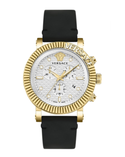 VERSACEV-chrono Classic Leather Watch In Gold