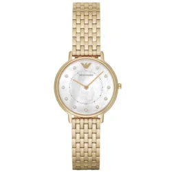 Ladies Kappa Emporio Armani Gold Strap Mother Of Pearl Diamond Dial Watch